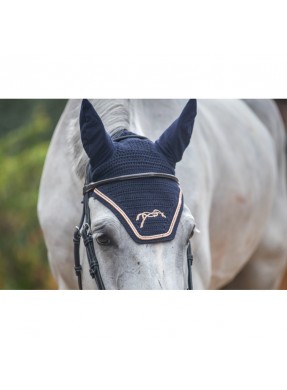 Bonnet anti-mouches PENELOPE "Fly coton" Marine & rose gold