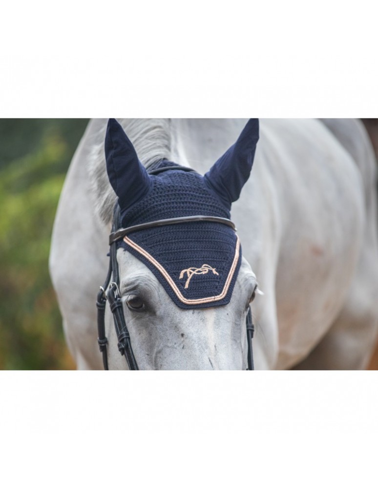 Bonnet anti-mouches PENELOPE "Fly coton" Marine & rose gold